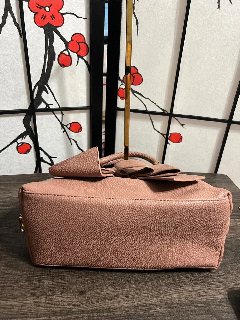 Crossi Blush Bow-Front Braided-Handle Satchel